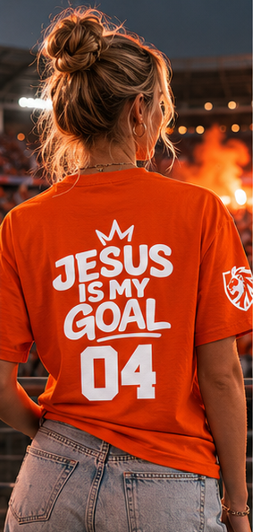 'Jesus Is My Goal' — Dutch Orange football shirt — World Cup number (with personalized name and number)