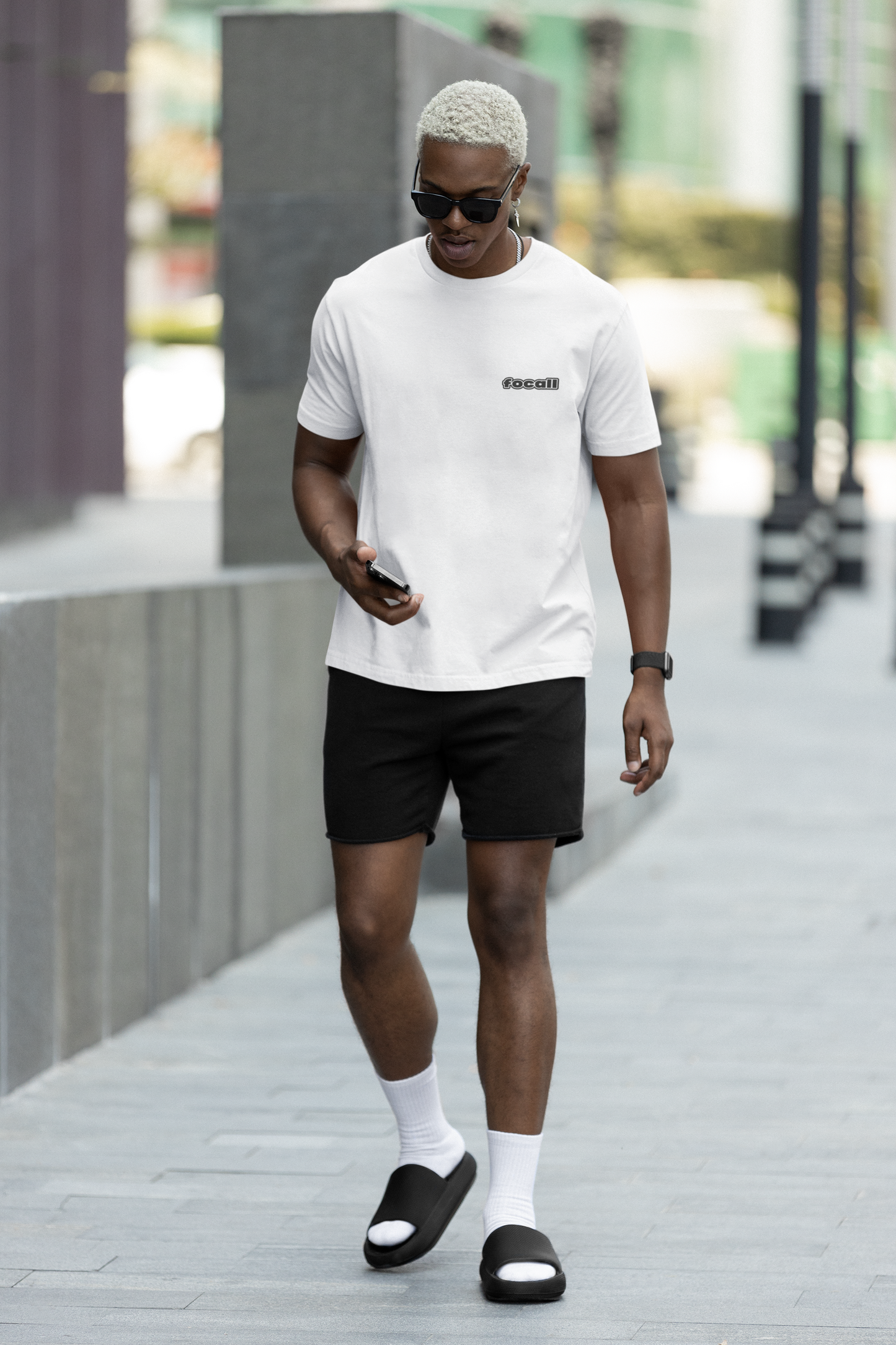 Classic Unisex Crew Neck T-Shirt | Back | Let's give God the glory - Yellow letters