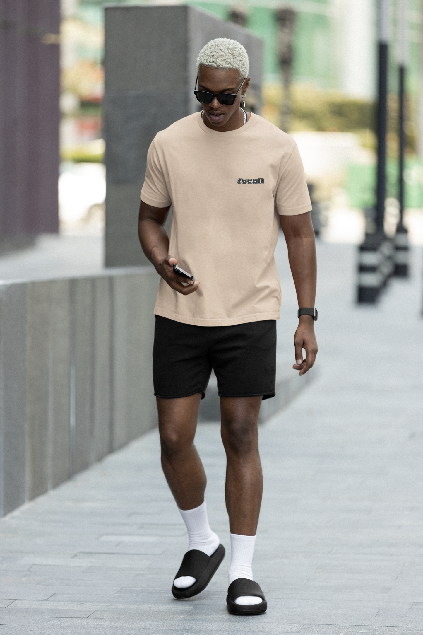 Classic Unisex Crew Neck T-Shirt | Back | Let's give God the glory - Yellow letters