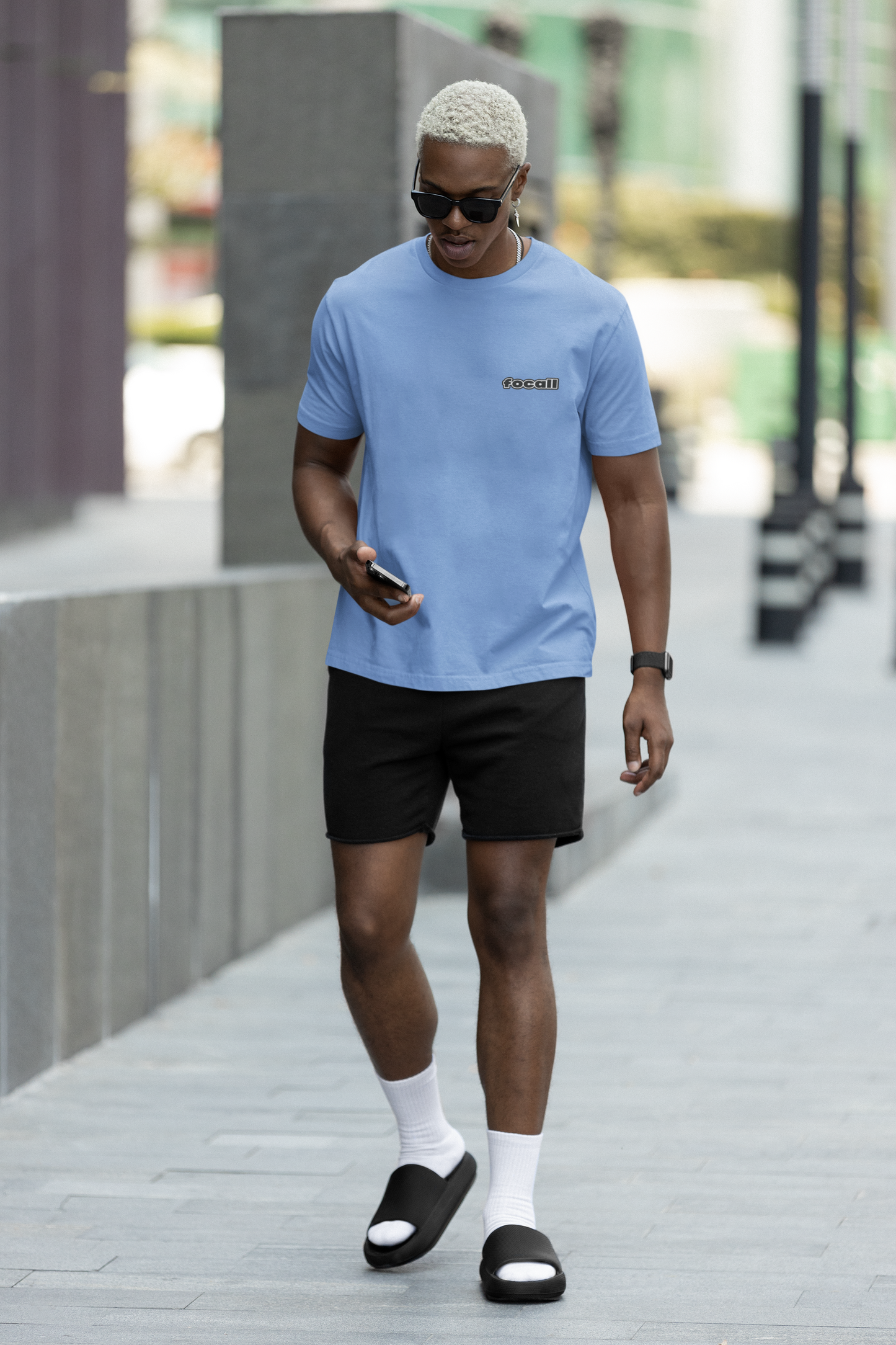 Classic Unisex Crew Neck T-Shirt | Back | Let's give God the glory - Yellow letters