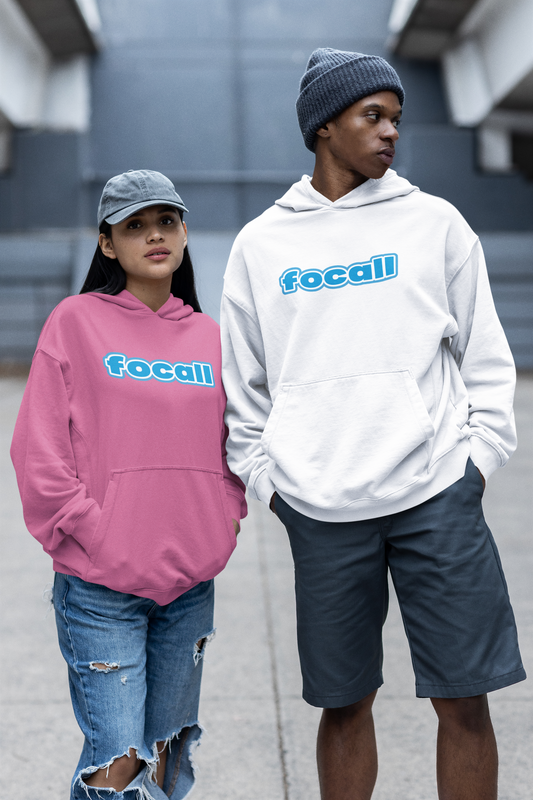 Unisex Classic Pullover Hoodie | Focall Blue White letters