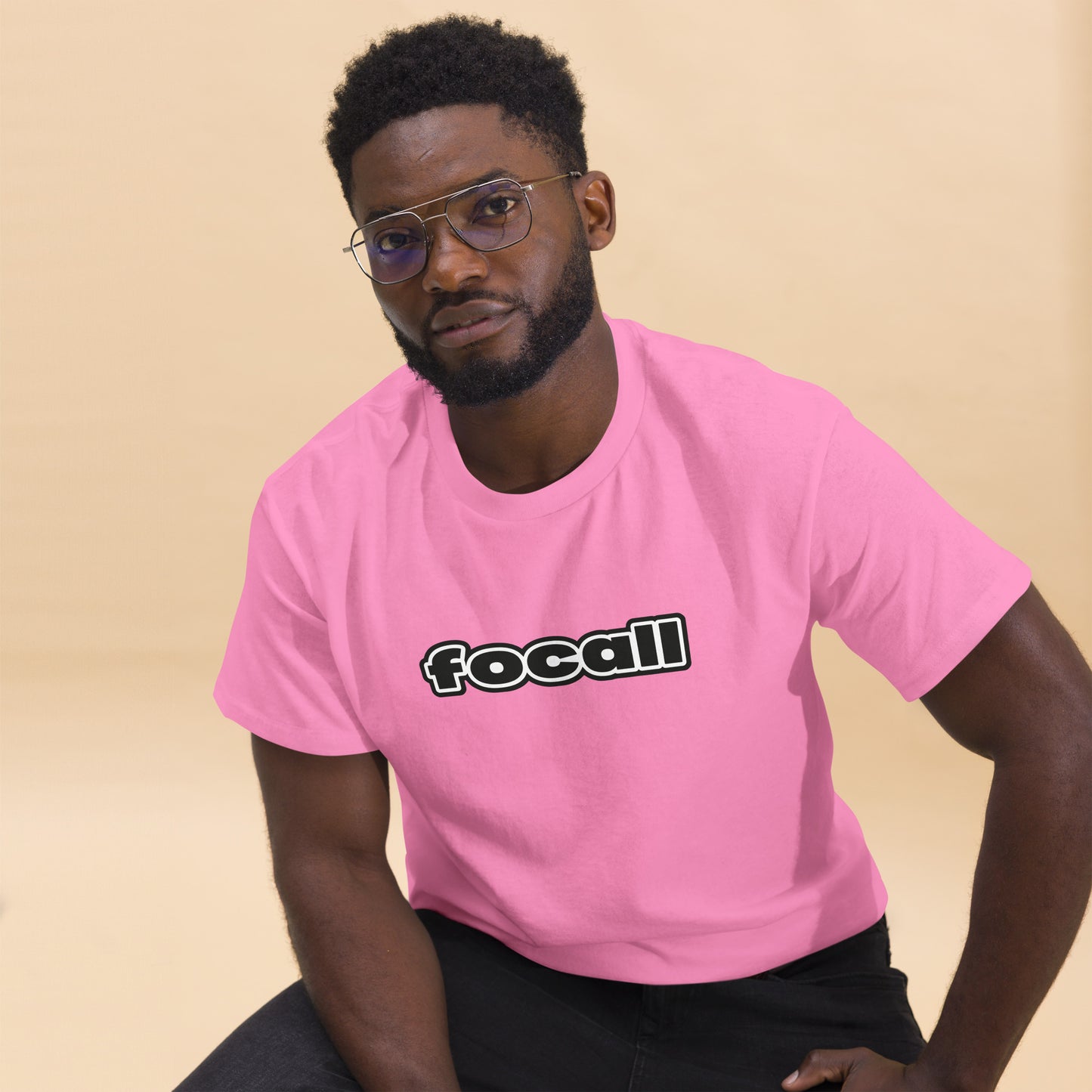 Classic Unisex Crew Neck T-Shirt | Focall Black White Letters