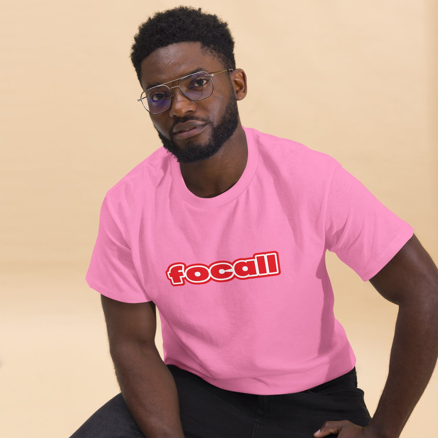 Classic Unisex Crew Neck T-Shirt | Focall Red White Letters