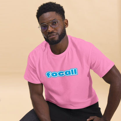Classic Unisex Crew Neck T-Shirt | Focall Blue White Letters