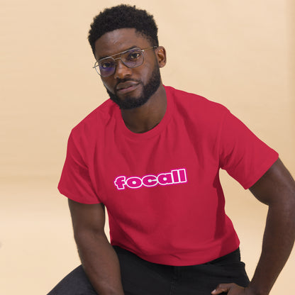 Classic Unisex Crew Neck T-Shirt | Focall Pink White Letters
