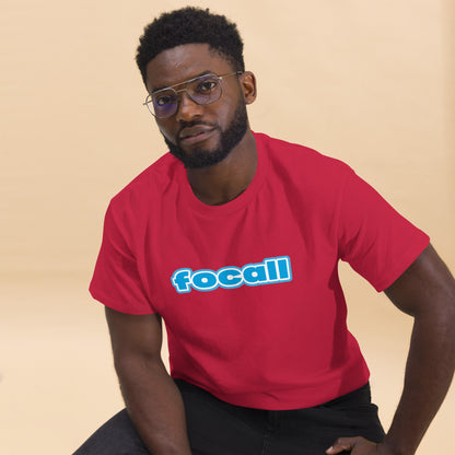 Classic Unisex Crew Neck T-Shirt | Focall Blue White Letters