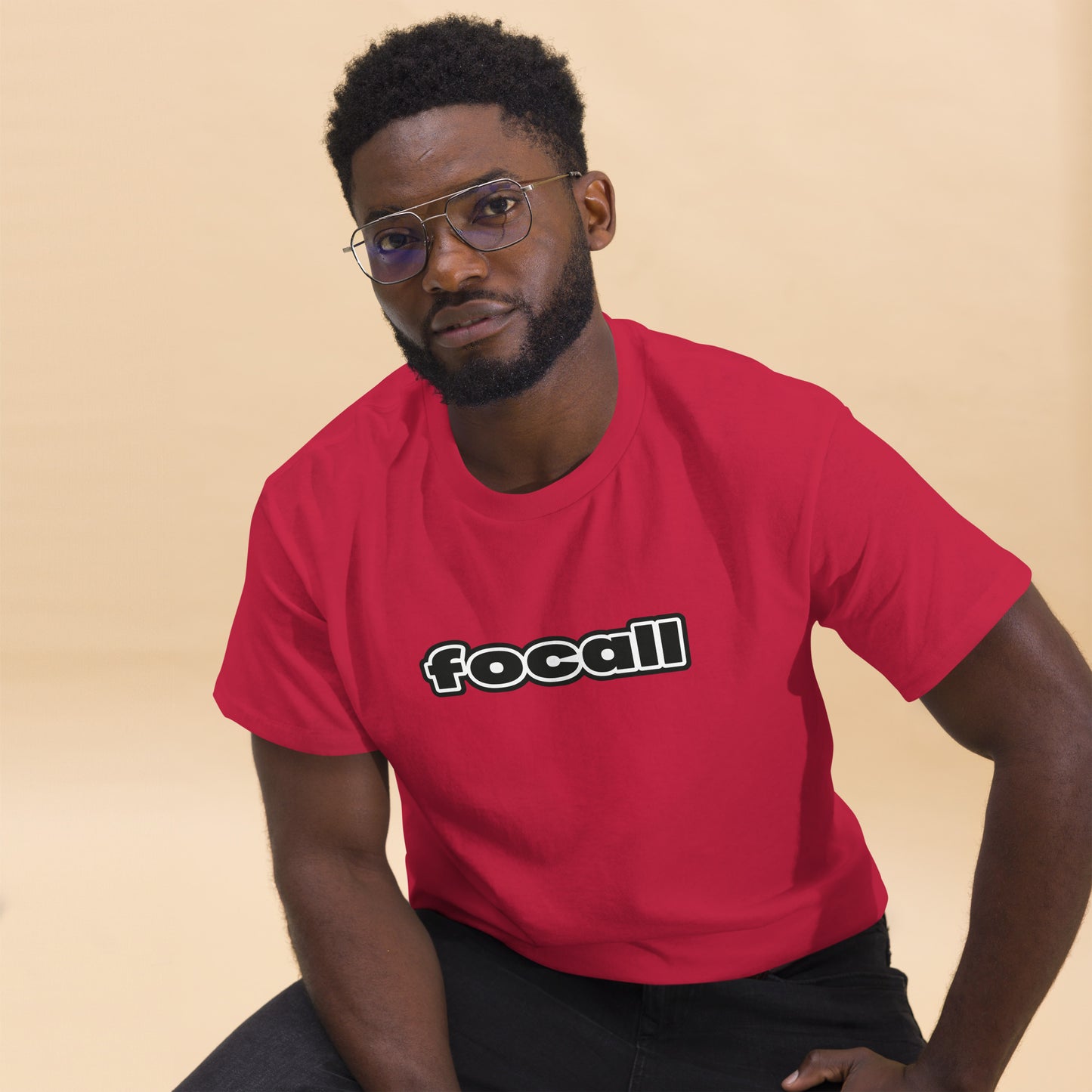 Classic Unisex Crew Neck T-Shirt | Focall Black White Letters