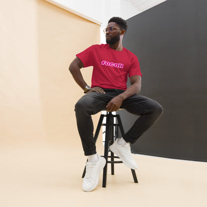 Classic Unisex Crew Neck T-Shirt | Focall Pink White Letters