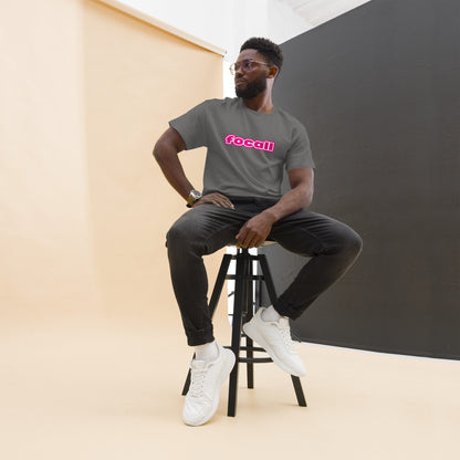 Classic Unisex Crew Neck T-Shirt | Focall Pink White Letters