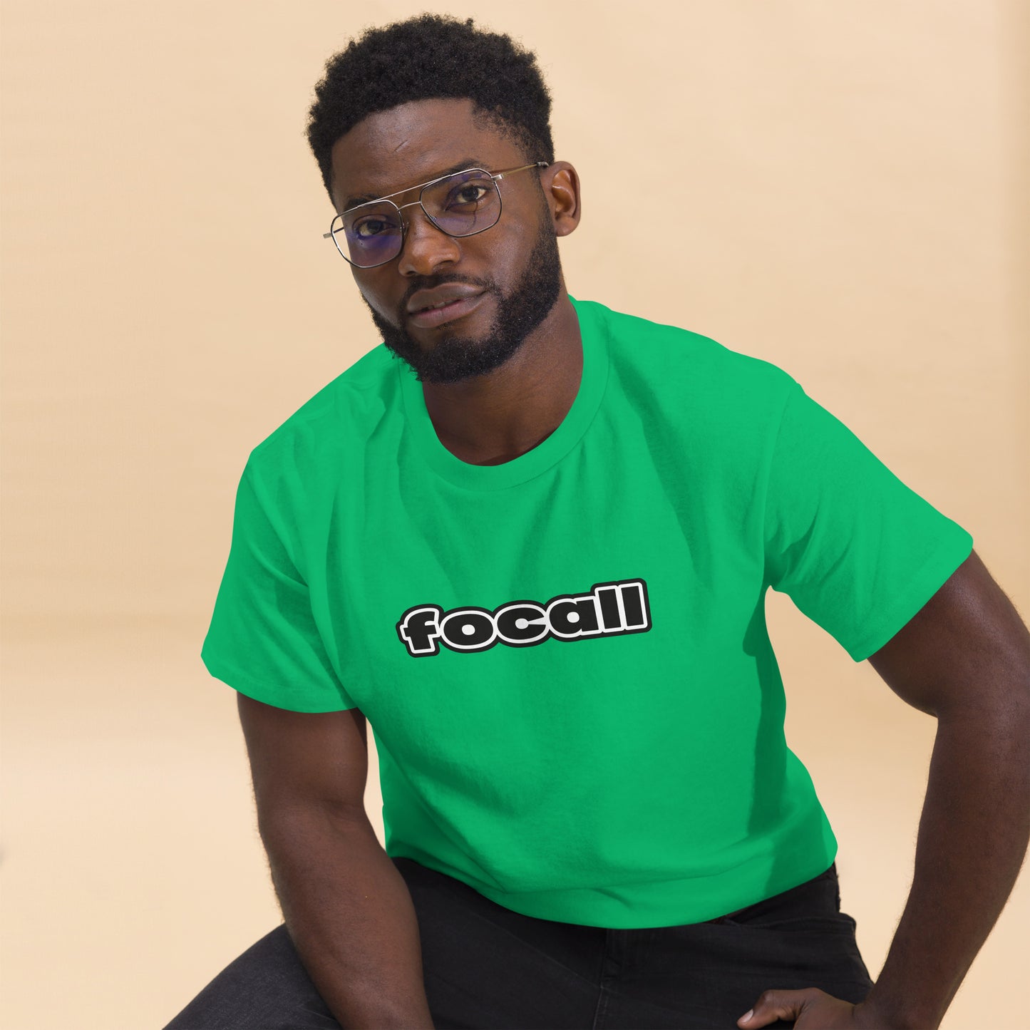 Classic Unisex Crew Neck T-Shirt | Focall Black White Letters