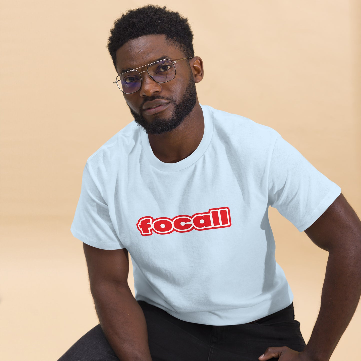 Classic Unisex Crew Neck T-Shirt | Focall Red White Letters