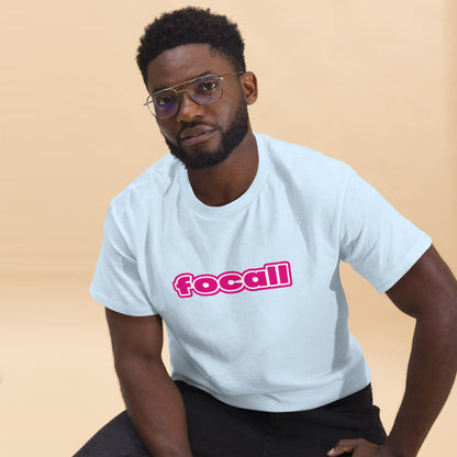 Classic Unisex Crew Neck T-Shirt | Focall Pink White Letters