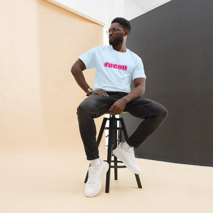 Classic Unisex Crew Neck T-Shirt | Focall Pink White Letters
