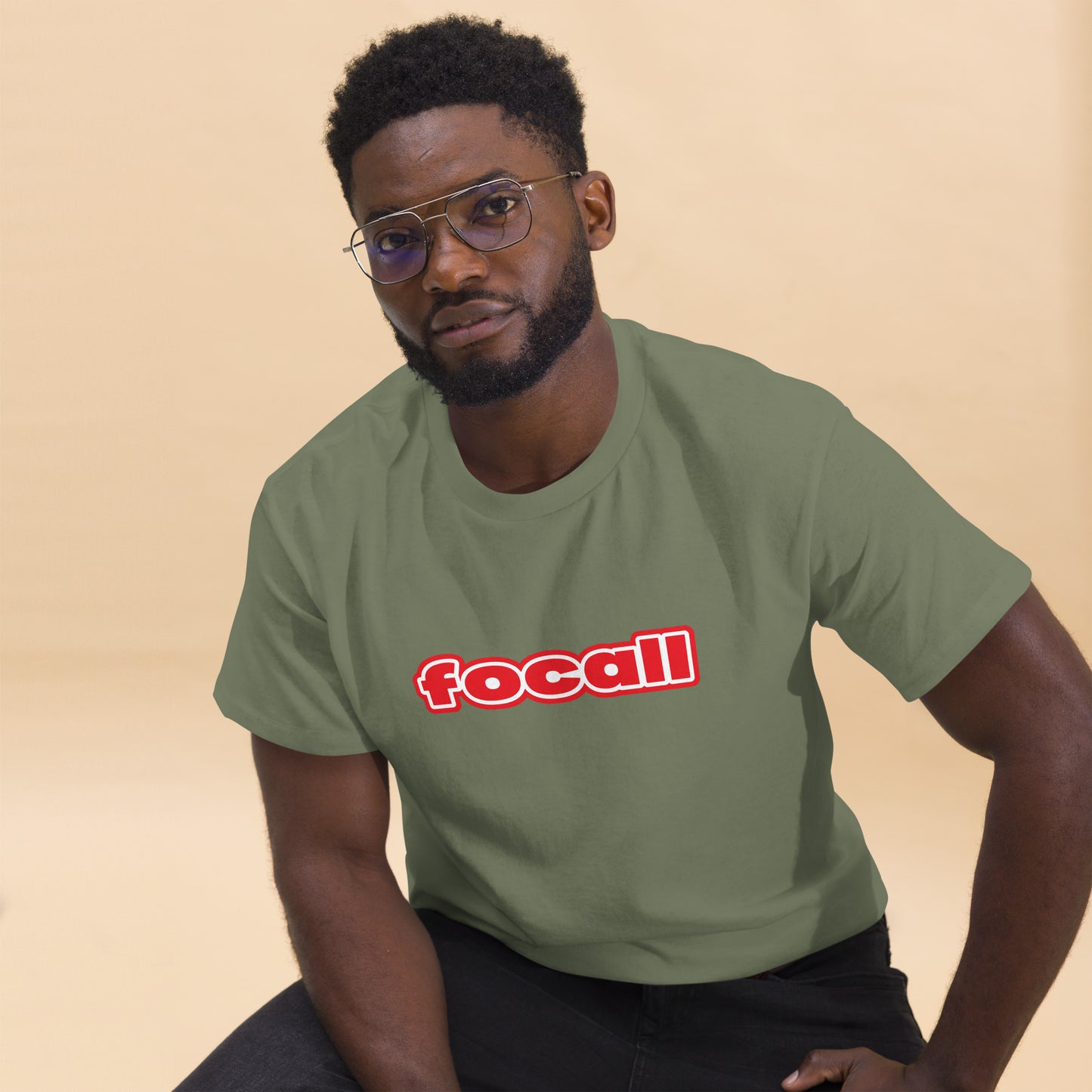 Classic Unisex Crew Neck T-Shirt | Focall Red White Letters
