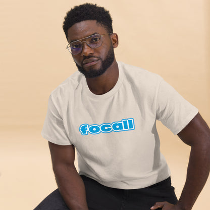 Classic Unisex Crew Neck T-Shirt | Focall Blue White Letters