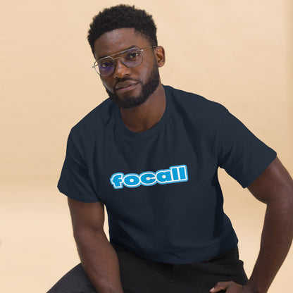 Classic Unisex Crew Neck T-Shirt | Focall Blue White Letters