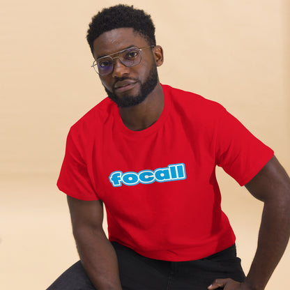 Classic Unisex Crew Neck T-Shirt | Focall Blue White Letters