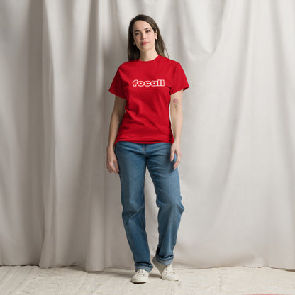 Classic Unisex Crew Neck T-Shirt | Focall Red White Letters