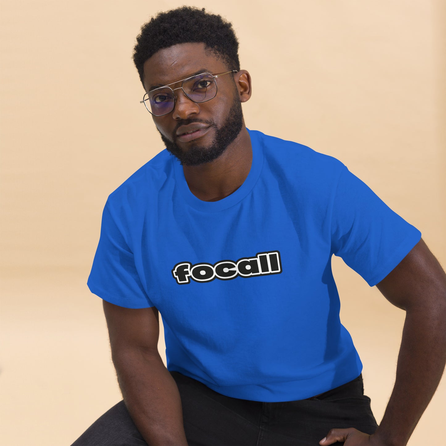 Classic Unisex Crew Neck T-Shirt | Focall Black White Letters