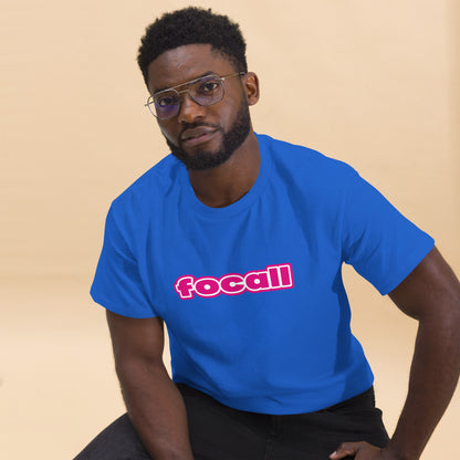 Classic Unisex Crew Neck T-Shirt | Focall Pink White Letters
