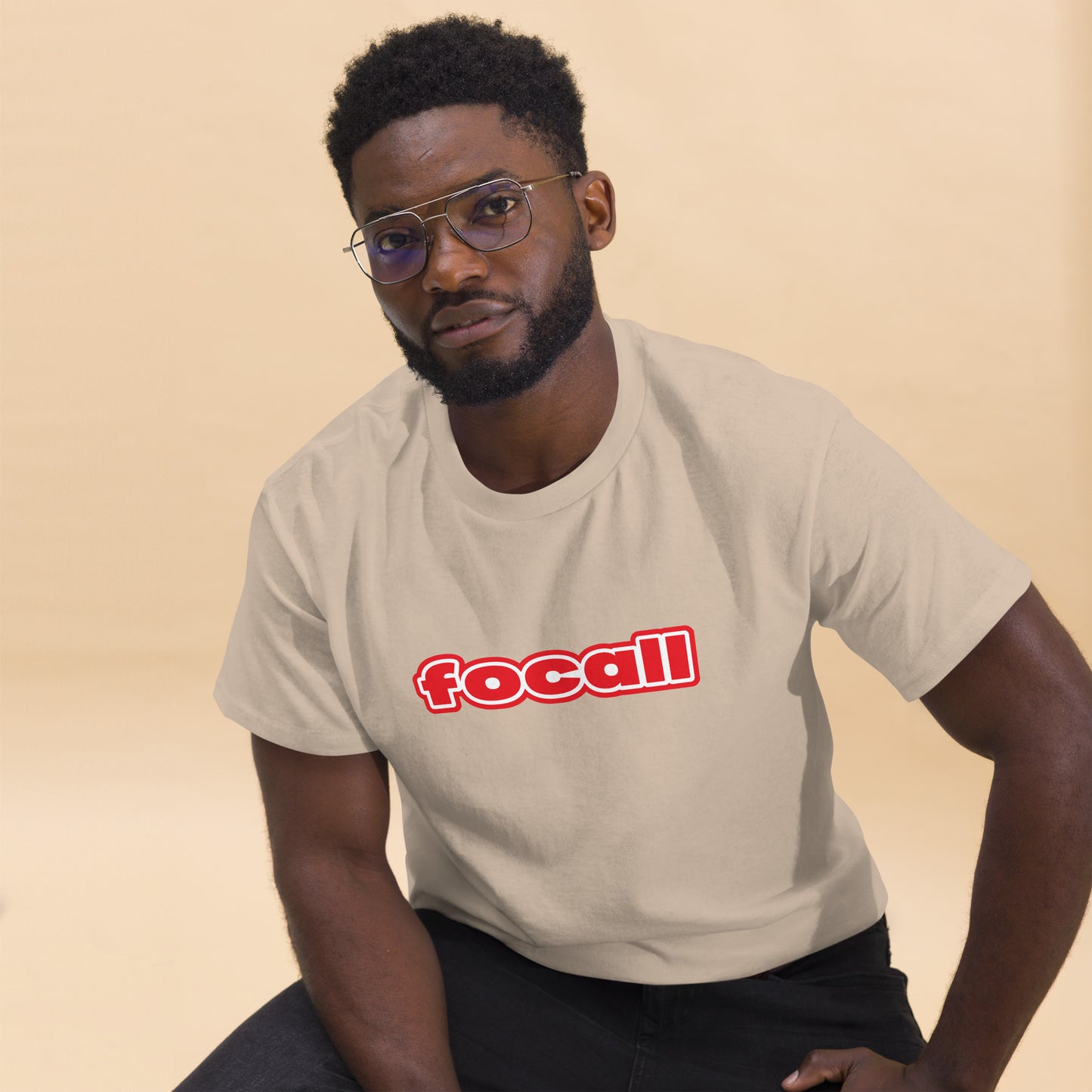 Classic Unisex Crew Neck T-Shirt | Focall Red White Letters