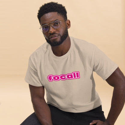 Classic Unisex Crew Neck T-Shirt | Focall Pink White Letters