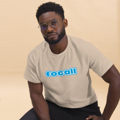 Classic Unisex Crew Neck T-Shirt | Focall Blue White Letters