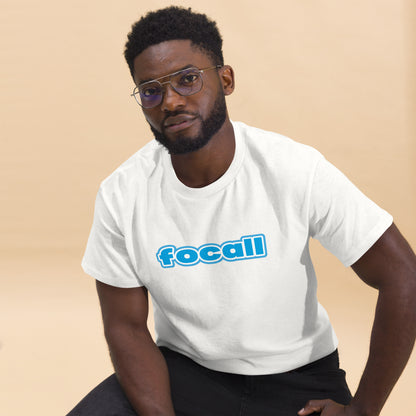 Classic Unisex Crew Neck T-Shirt | Focall Blue White Letters