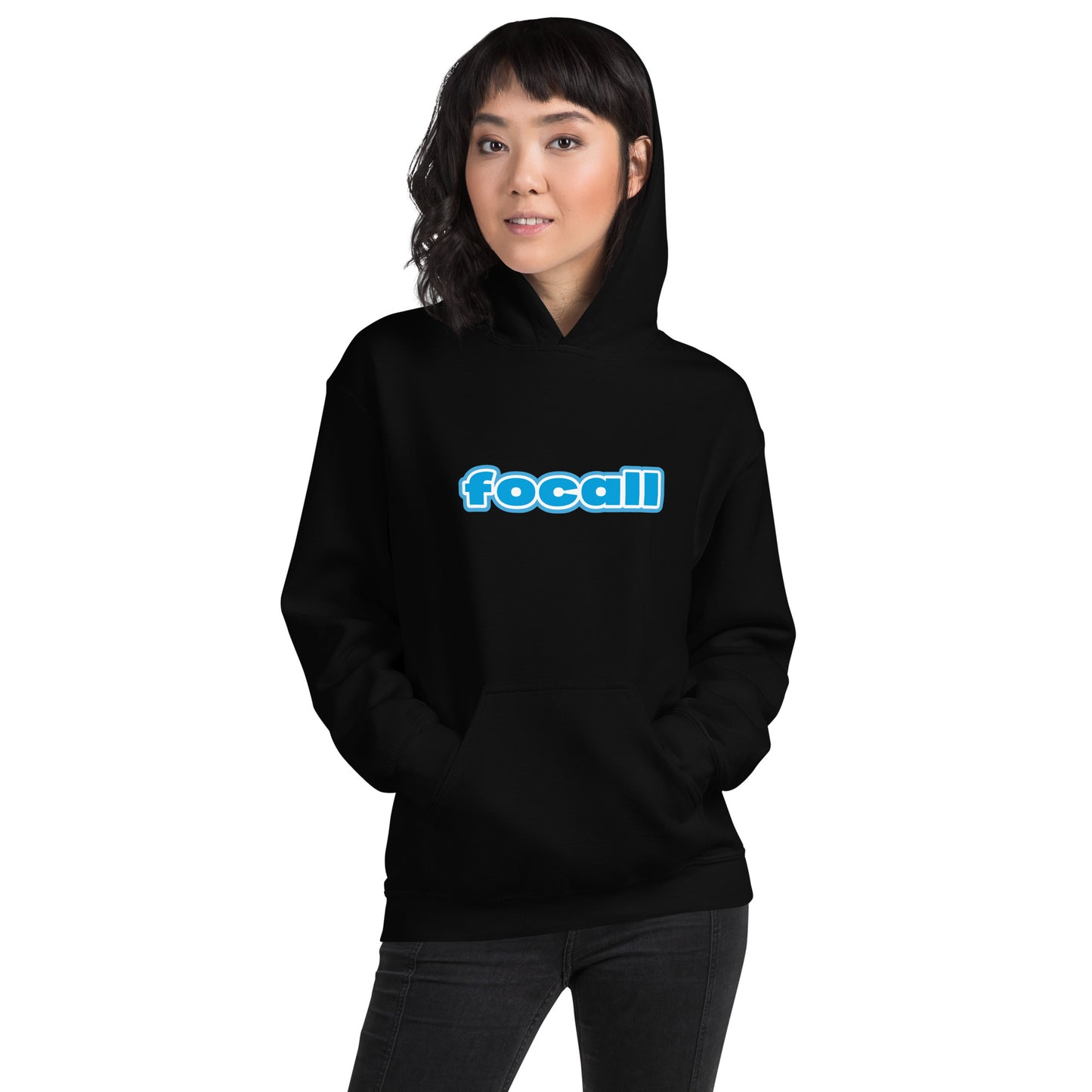 Unisex Classic Pullover Hoodie | Focall Blue White letters
