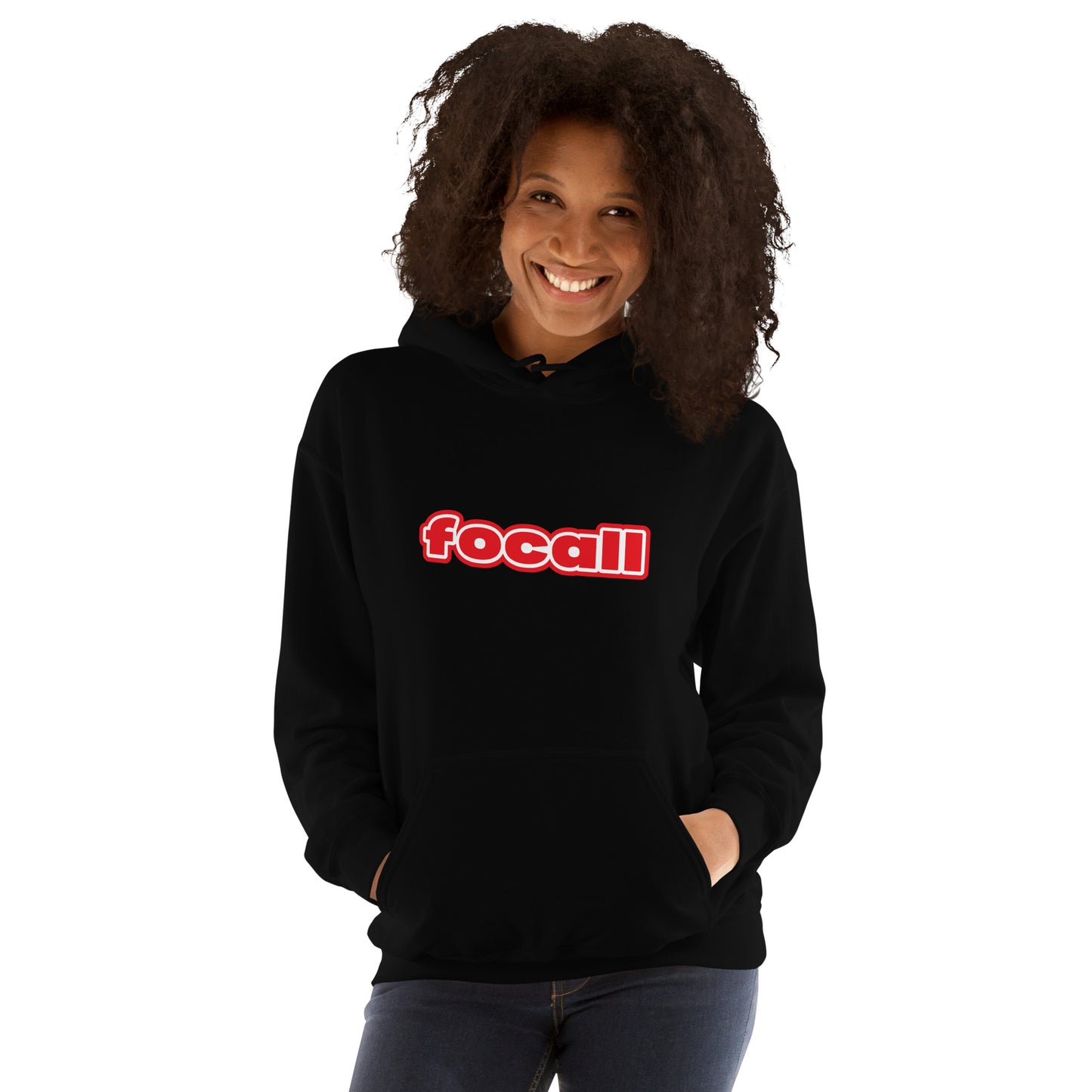 Unisex Classic Pullover Hoodie | Focall Red White letters