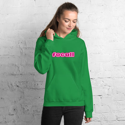 Unisex Classic Pullover Hoodie | Focall Pink White letters