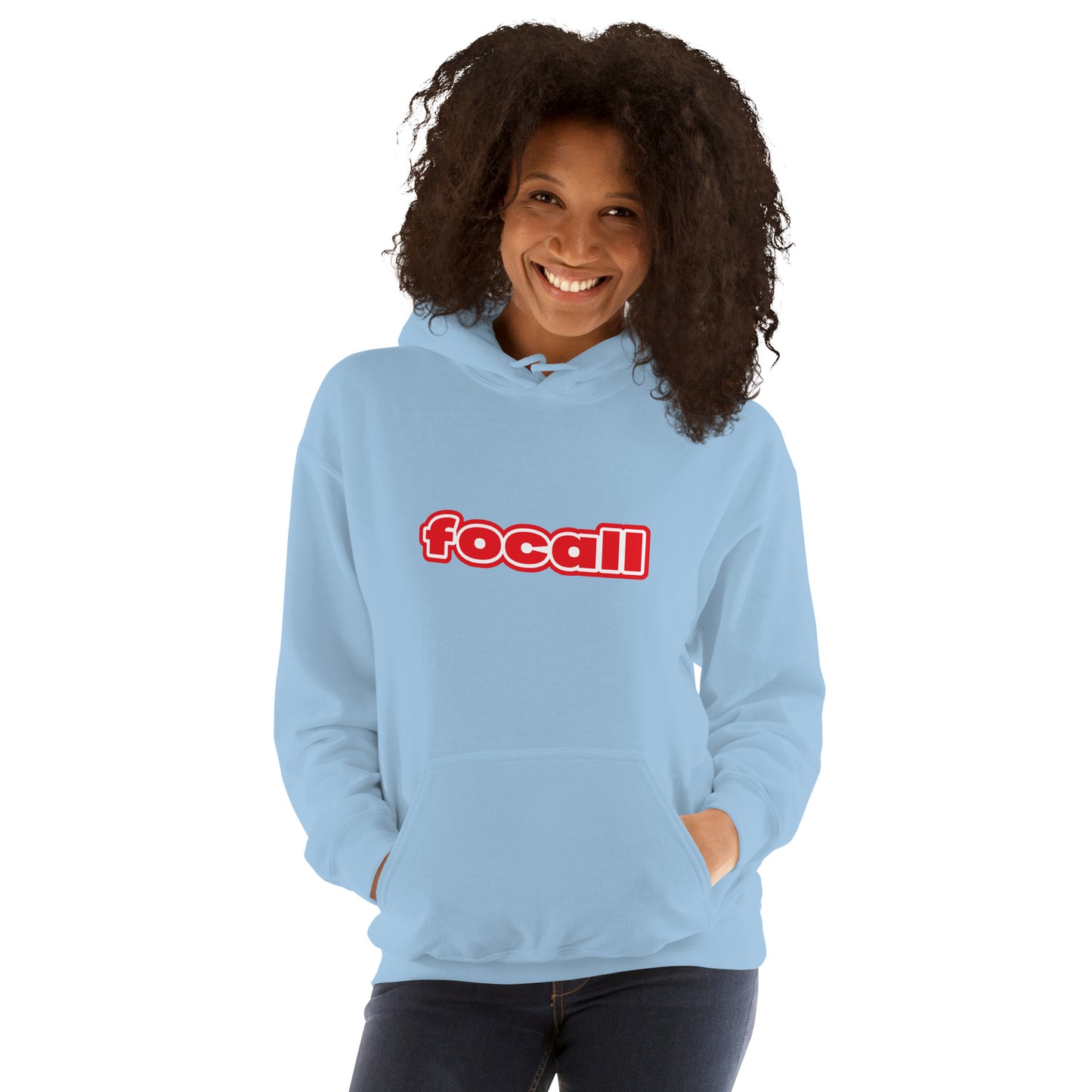 Unisex Classic Pullover Hoodie | Focall Red White letters