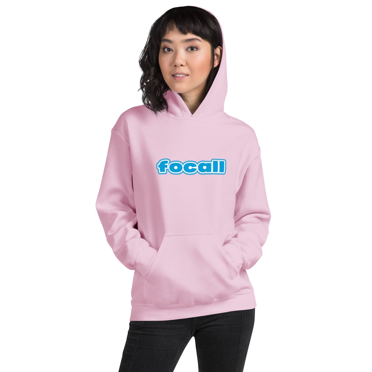 Unisex Classic Pullover Hoodie | Focall Blue White letters