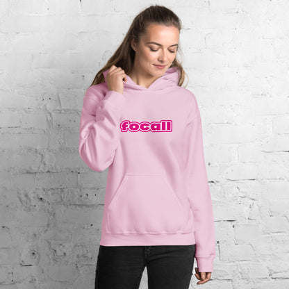 Unisex Classic Pullover Hoodie | Focall Pink White letters