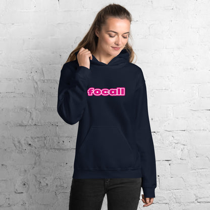 Unisex Classic Pullover Hoodie | Focall Pink White letters