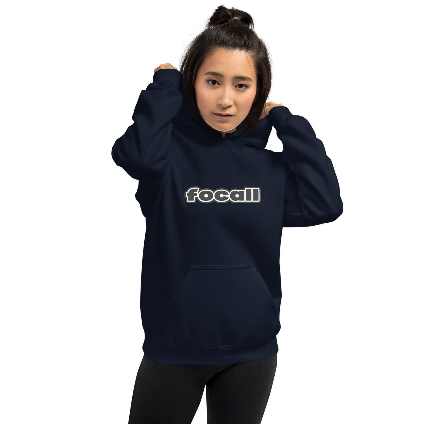 Unisex Classic Pullover Hoodie | Focall Black White letters