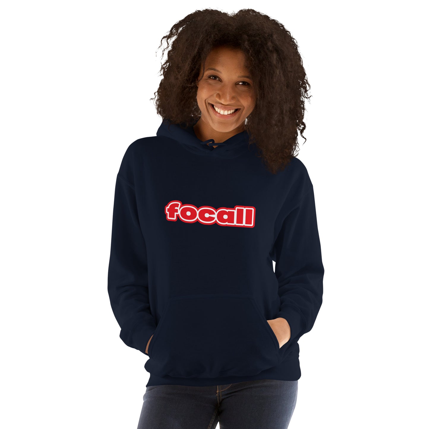 Unisex Classic Pullover Hoodie | Focall Red White letters