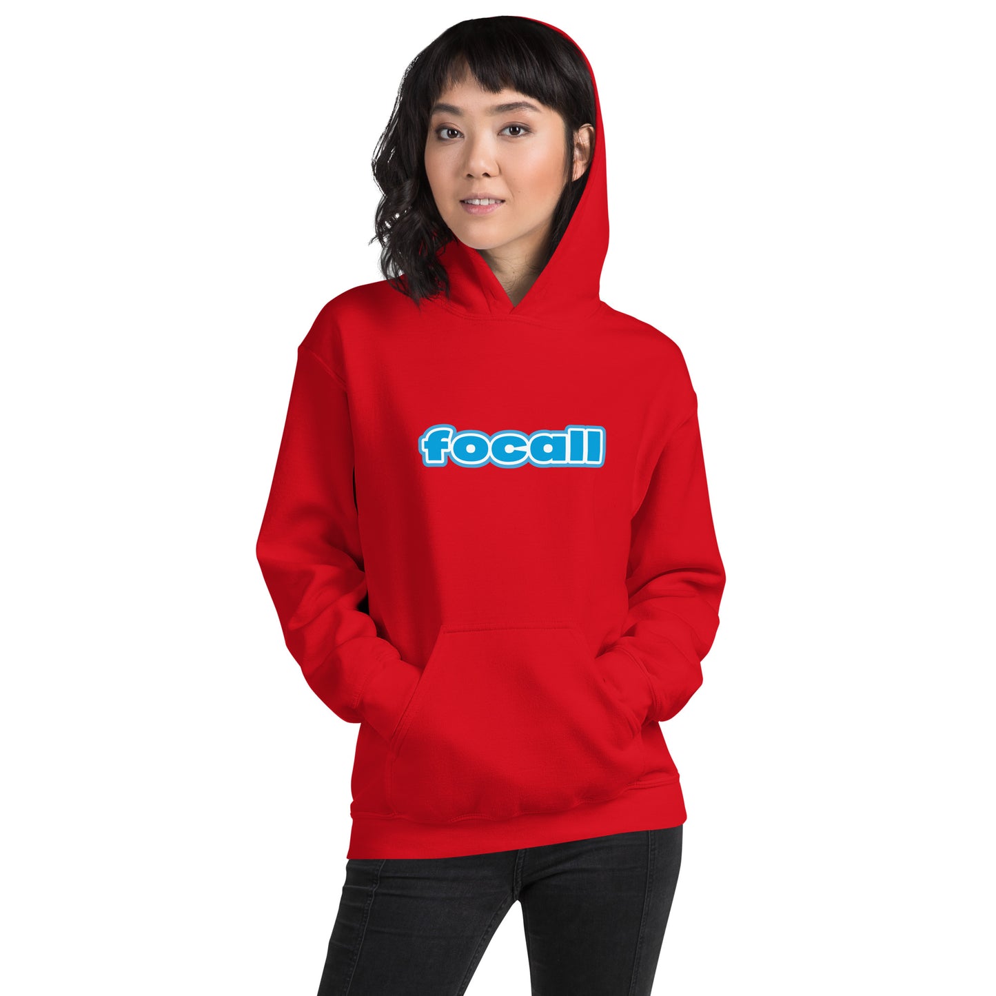 Unisex Classic Pullover Hoodie | Focall Blue White letters