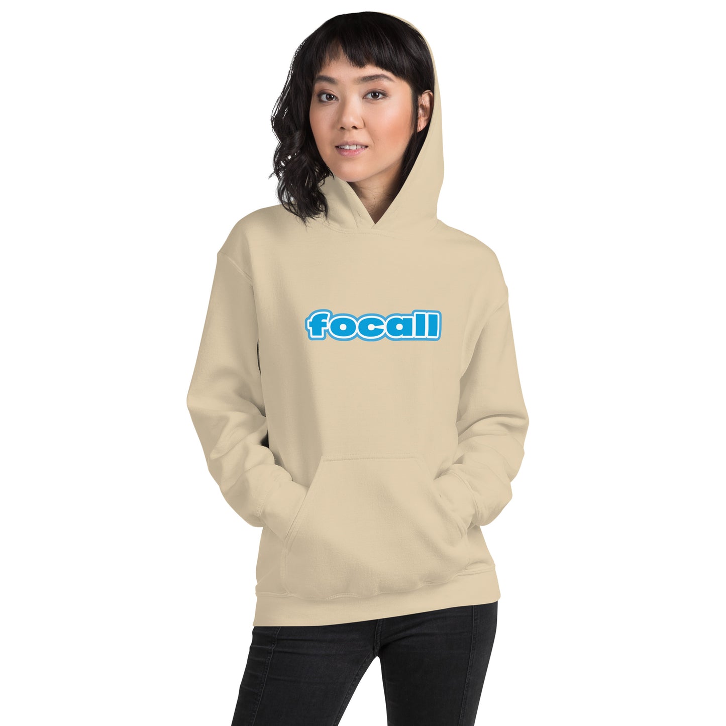 Unisex Classic Pullover Hoodie | Focall Blue White letters
