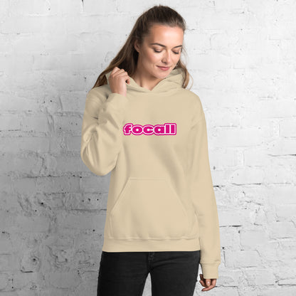 Unisex Classic Pullover Hoodie | Focall Pink White letters
