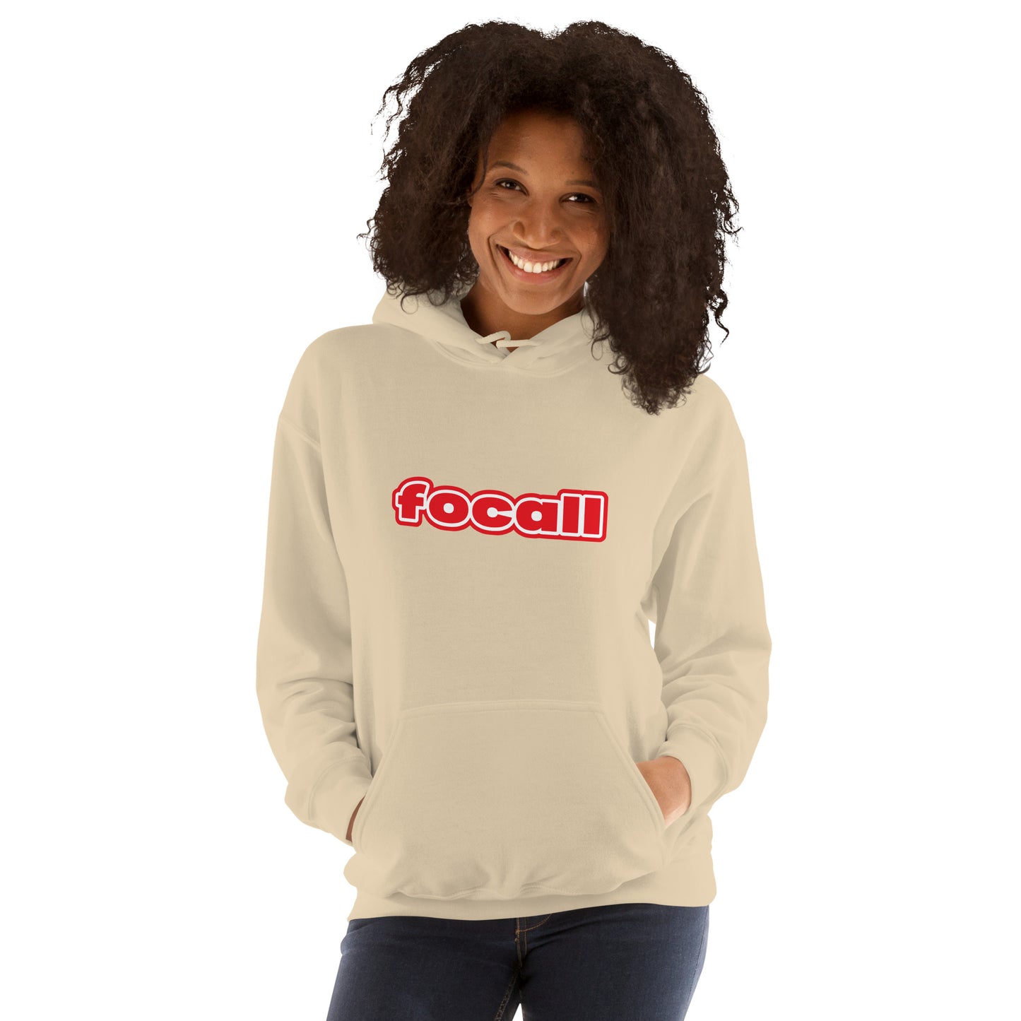 Unisex Classic Pullover Hoodie | Focall Red White letters