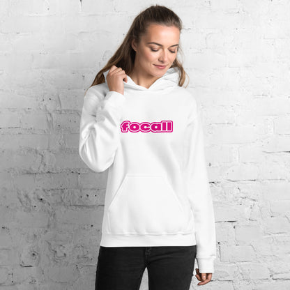 Unisex Classic Pullover Hoodie | Focall Pink White letters