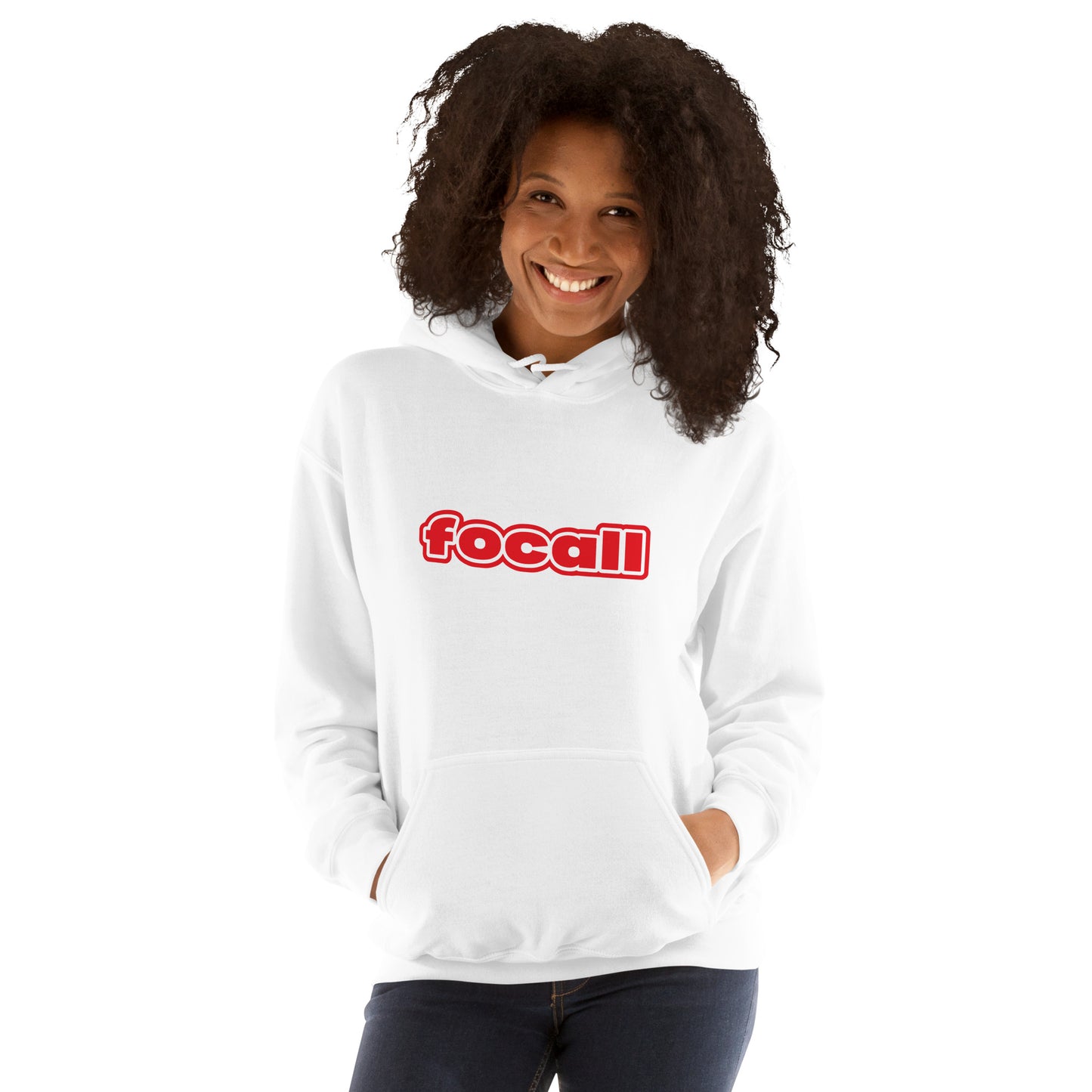 Unisex Classic Pullover Hoodie | Focall Red White letters