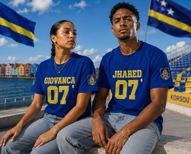 'Play For His Glory' Curaçao Blauw voetbalshirt - WK nummer (met gepersonaliseerde naam en rugnummer)