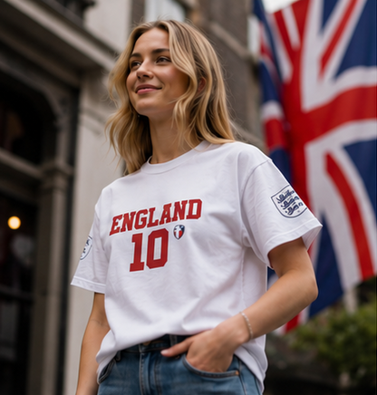 ONE KING — England World Cup Edition Sports T-Shirt (personalized with your own name and number)